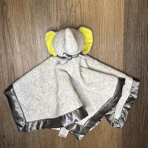 Carters Baby Lovey Elephant Grey Rattle Security Blanket 2012 Yellow Ears Satin